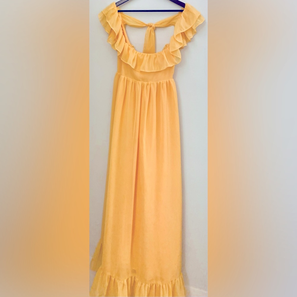 Banana Republic Factory Yellow Ruffle Maxi Dress